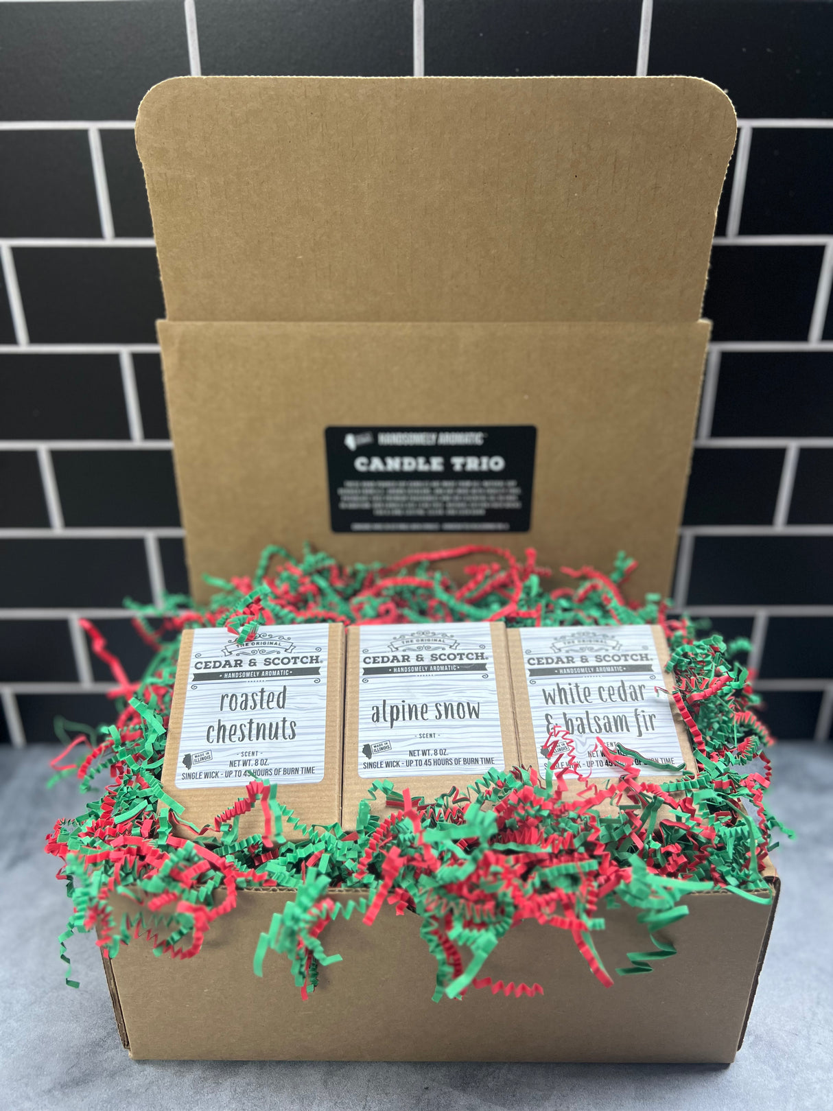 Candle Trio Gift Box (three single-wick candles)