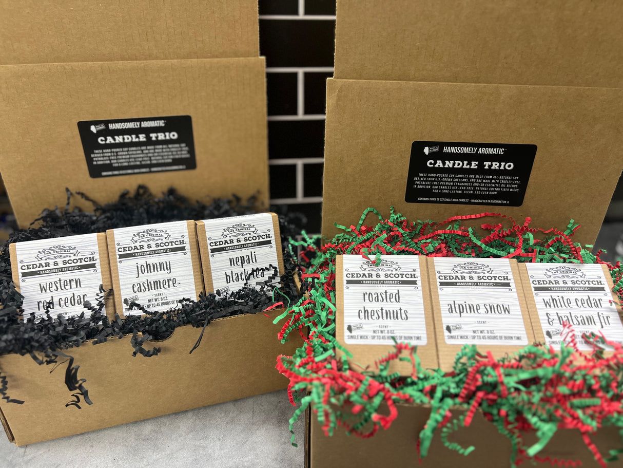 Candle Trio Gift Box (three single-wick candles)