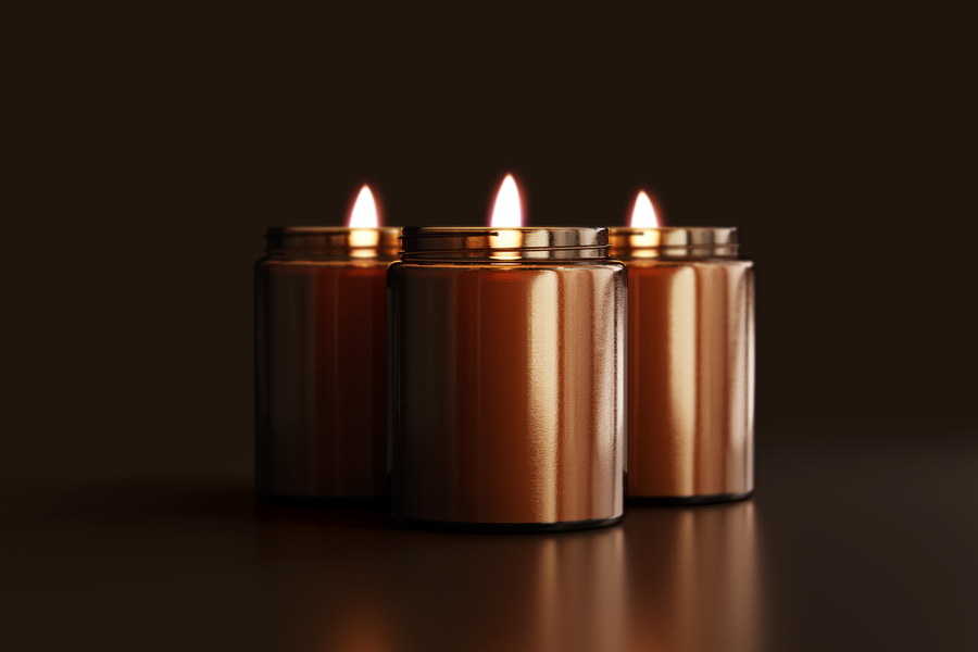 Candle Trio (three single-wick candles)