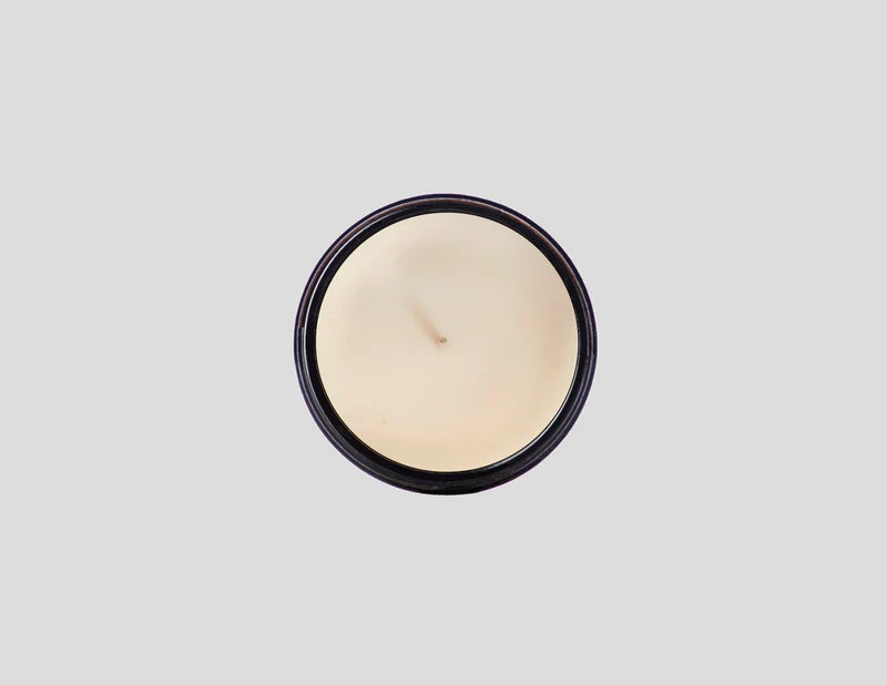 Top view of soy candle with wick 