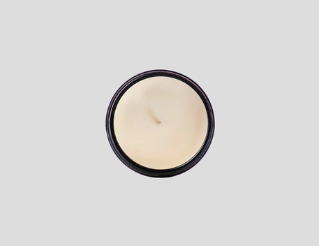 Top view of soy candle with wick 
